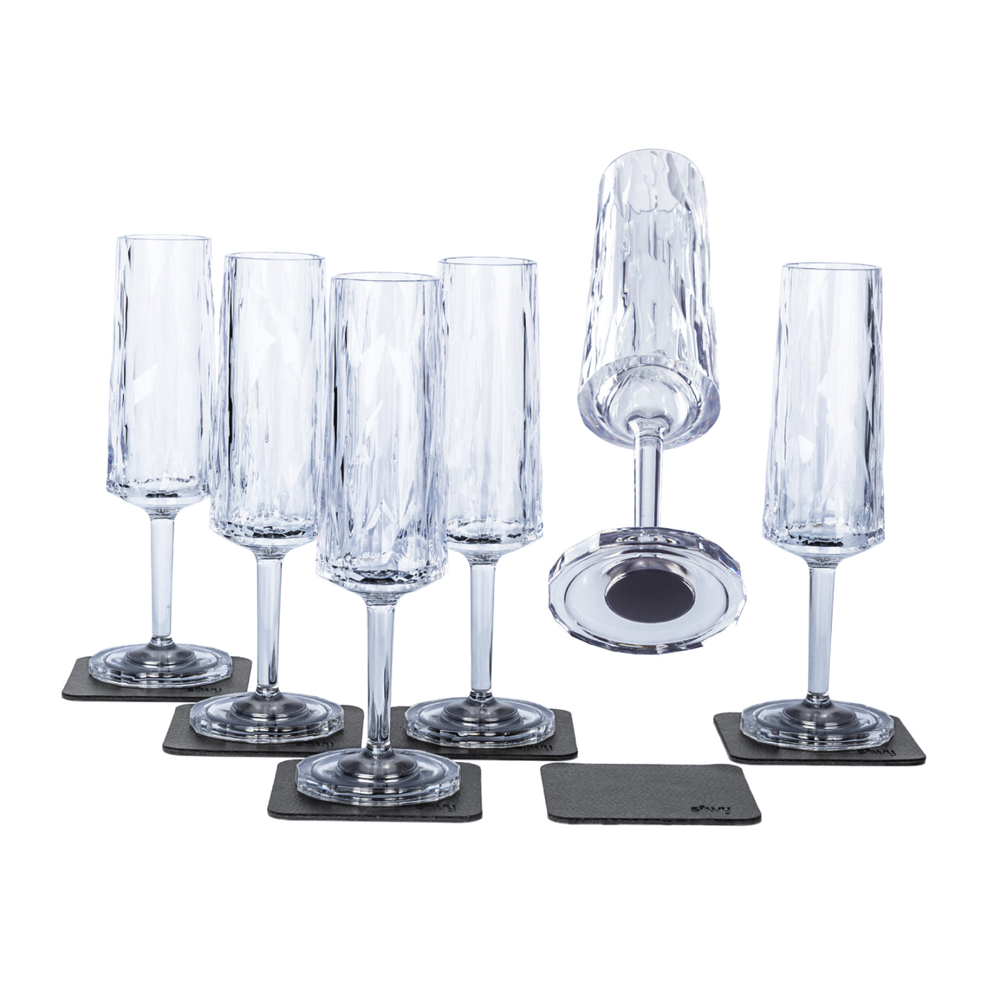 Set de 6 Pahare Magnetice Silwy® din Plastic - ŞAMPANIE